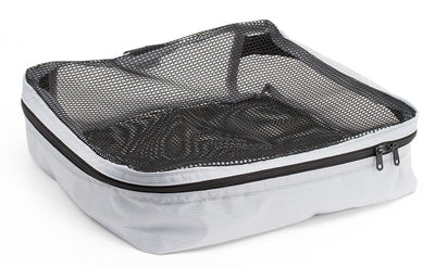 visible variant TB90504-NE^^An empty and zipped closed Northwest Sky (light grey) Aether Large Aeronaut 30 Packing Cube.