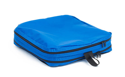 visible variant TB90505-LE^^An empty and zipped closed Island (blue) Aether Large Aeronaut 30 Packing Cube showing the all-fabric side.