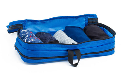 visible variant TB90601-LE^^Five pairs of underwear rolled in a Island (blue) Aether Small Laundry Aeronaut 45 Packing Cube.