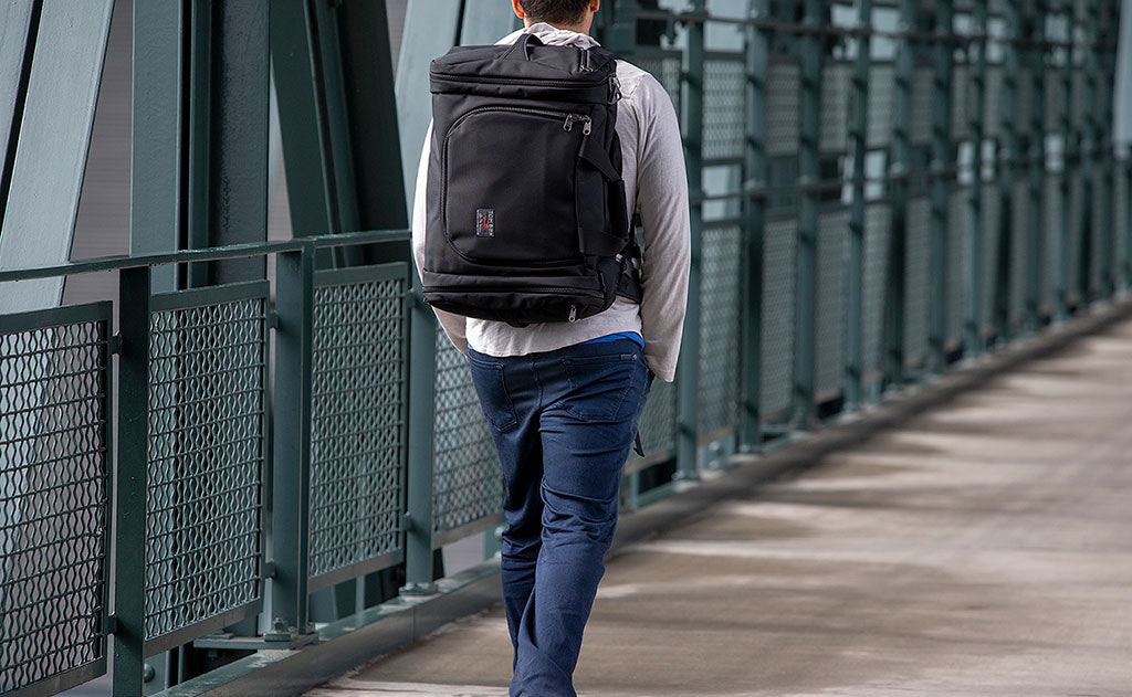 lifestyle visible^^A person carrying an Aeronaut 45 as a backpack.