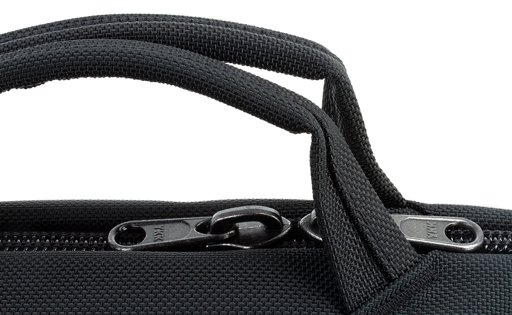 detail visible^^Close up of the main zipper and grab handles