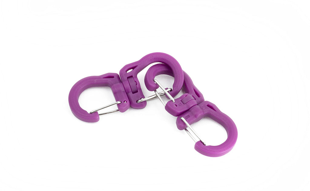 visible variant PT0573-UA^^A pair of Small Ultraviolet (purple) Double Carabiners.