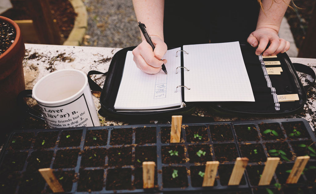 lifestyle visible^^A person making notes on plants in their Field Journal Notebook