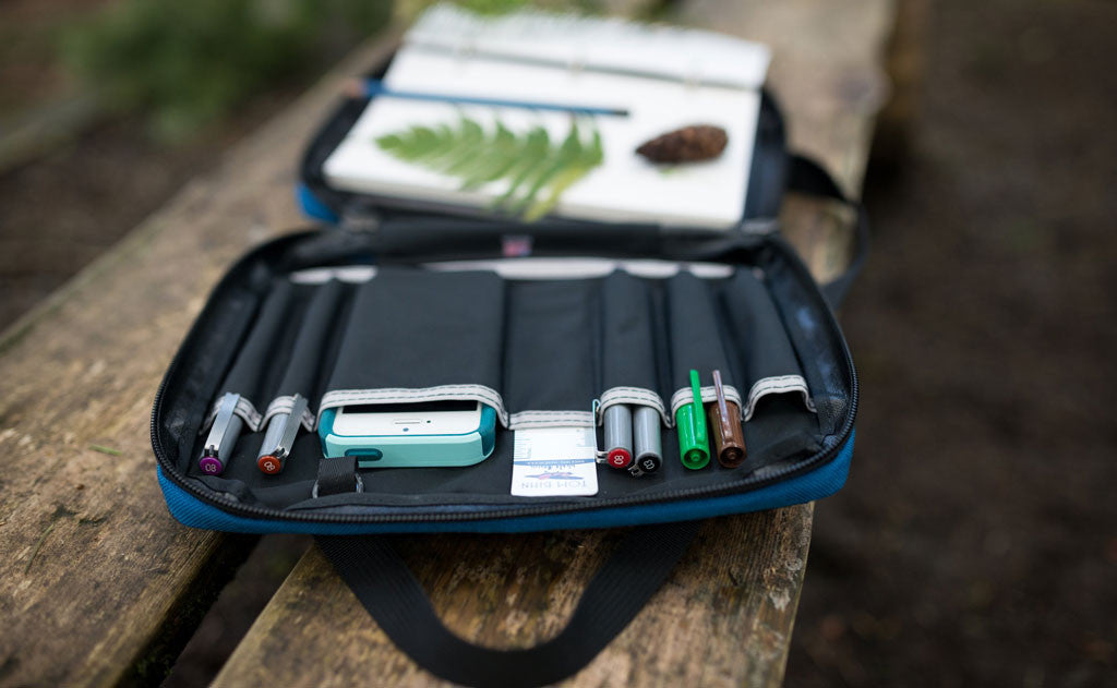 lifestyle visible^^Field Journal Notebook showing the pen slots