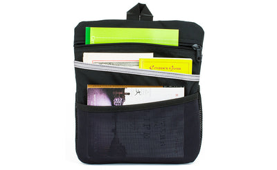 visible variant TB1834-BJ^^ The back of the Black Medium Cafe Bag Freudian Slip, packed with notebooks and a paperback book.