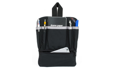 visible variant TB1833-BJ^^ A  Black Small Cafe Bag Freudian Slip carrying four pens, a Fields Notebook and a Phone