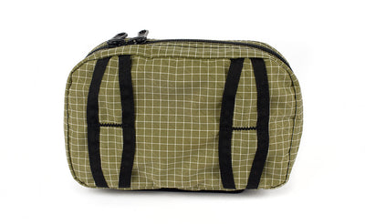 visible variant TB0418-8D^^Reverse shot of the Handy Little Thing #1 in Taiga (olive green with white grid) 200 Halcyon showing the attachment points.