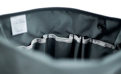 detail visible^^Close shot of the pen slots in the main compartment of the Large Cafe Bag.