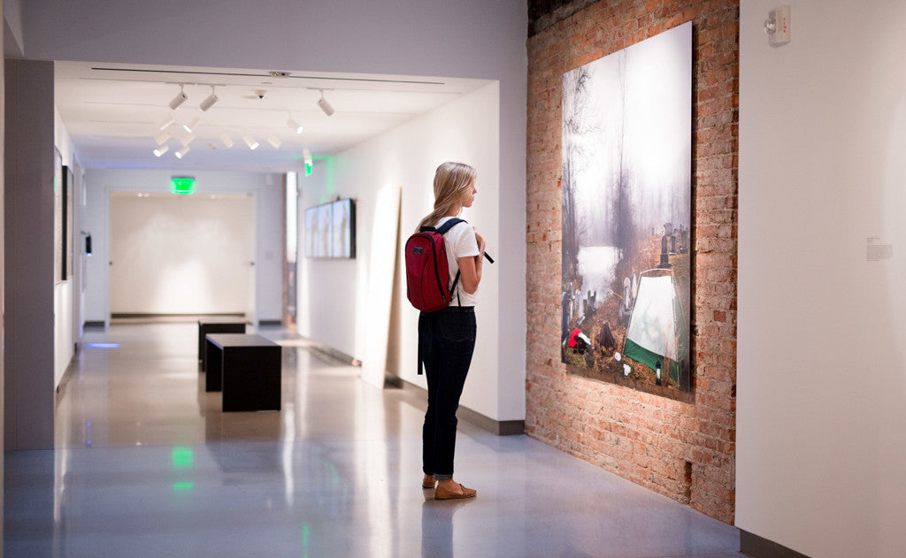 lifestyle visible^^A person wearing a Luminary 12 at a museum.