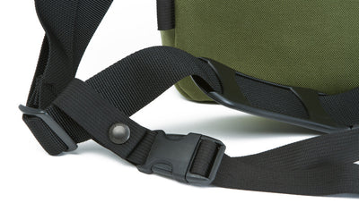 visible variant TB0523^^Cafe Bag Messenger Stabilizer attached to Olive Cafe Bag.