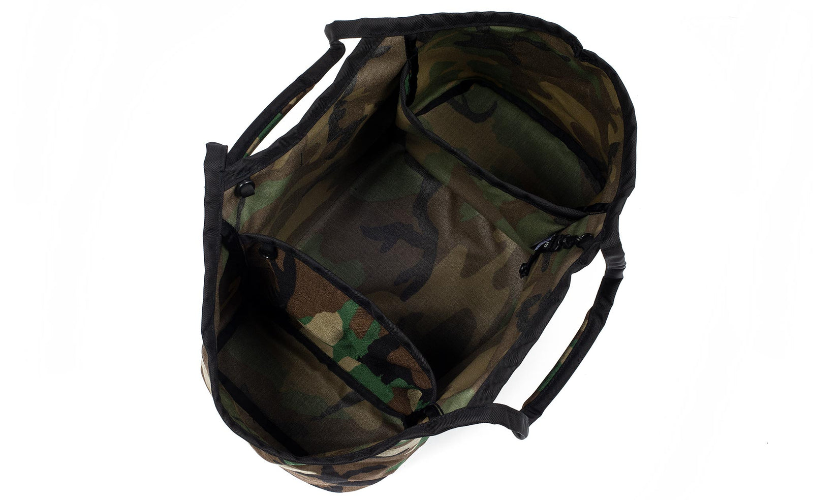 visible variant TB0618-EC^^Above shot of The Monster Truck in Beaver Camo (green, brown, black, and yellow in a camoflauge pattern) 1000 Cordura.