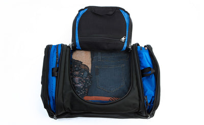 detail visible^^An Aeronaut 30 filled with two End Pocket Packing Cubes and 2 Large Packing Cubes.