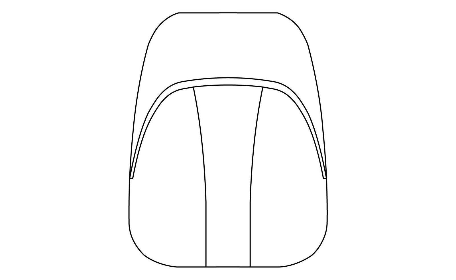 ^^A basic outline/sketch of the upcoming Paradigm backpack. It has a 3D front pocket with two seams.