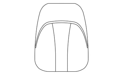 ^^A basic outline/sketch of the upcoming Paradigm backpack. It has a 3D front pocket with two seams.