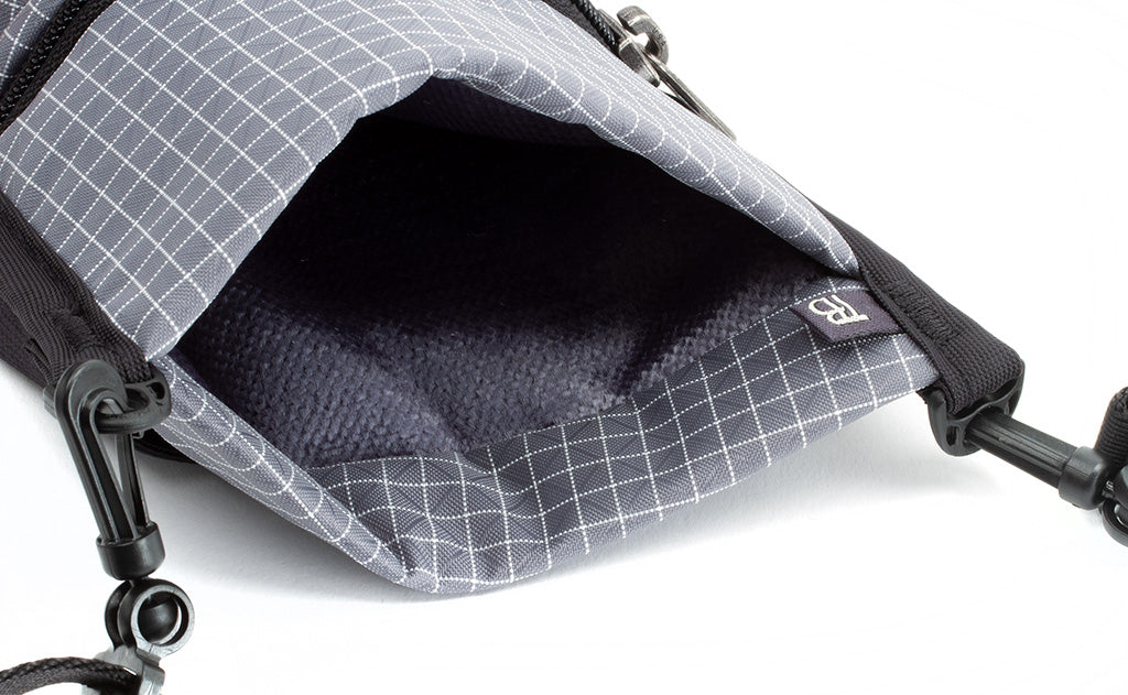 detail visible^^The main/phone pocket of the P.I.K.A. Pouch showing the one-way fabric.