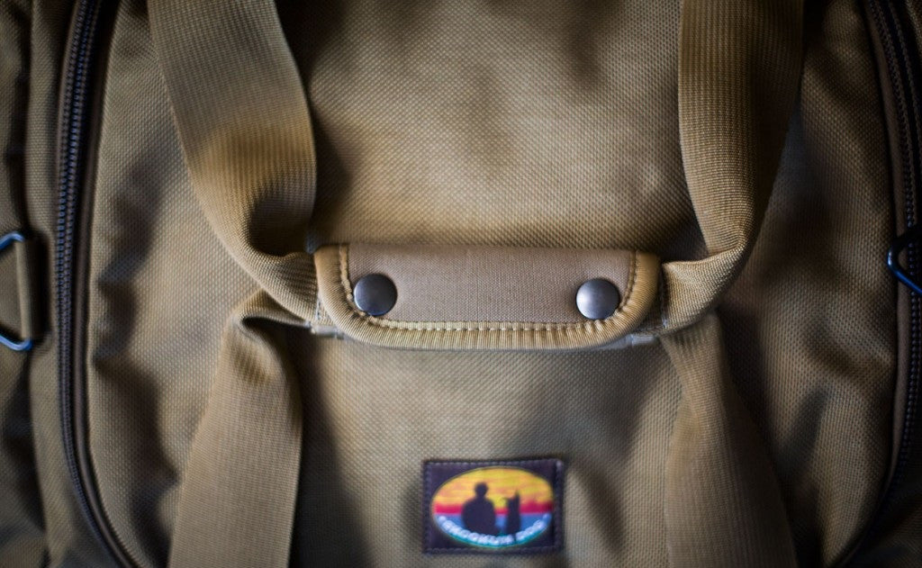 detail visible^^A close shot of the padded carry handle on a Skookum Dog Road Duffel