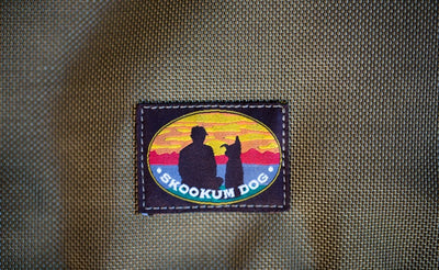 detail visible^^A close shot of the logo on a Medium Road Duffel.