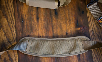 detail visible^^The included shoulder strap on the Medium Road Duffel.