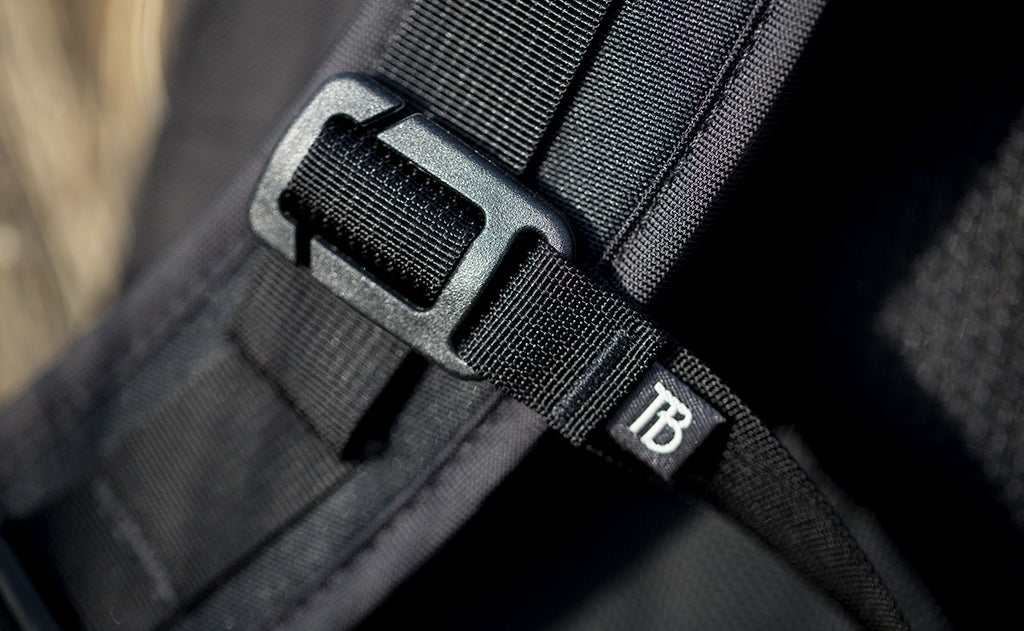 detail visible^^Close shot of the tri-glide slider for the Sternum Strap on an Original Shadow Guide 31.