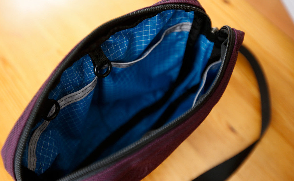 detail visible^^An above shot of the open main compartment of the Side Kick.