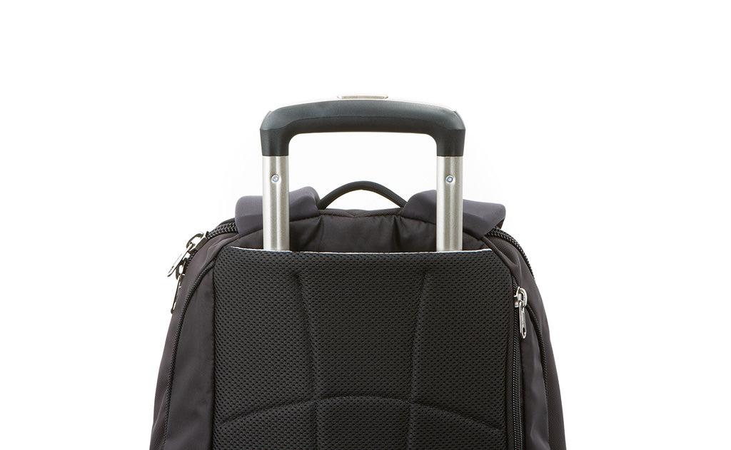 visible detail^^Close up of top of Synik 22 on roller luggage handle