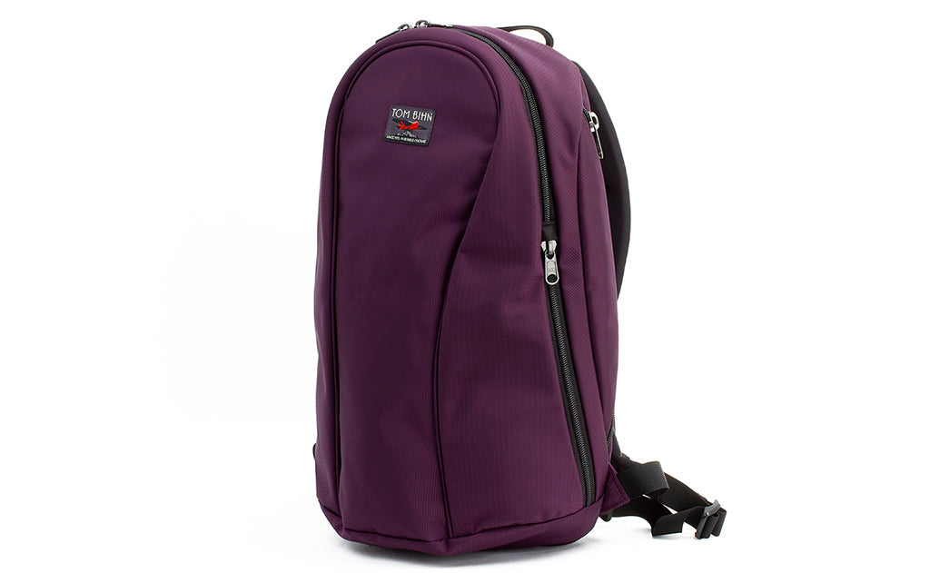 visible variant TB0108-UKDJ TB0108-UKLJ TB0108-UKCJ^^A profile shot of the Luminary 15 in Aubergine (dark purple) 525 Ballistic.