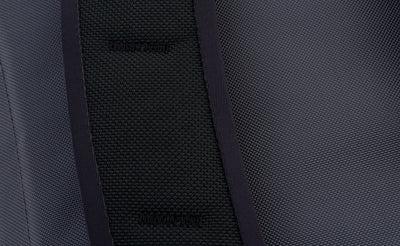 detail visible^^A close shot of the bartacking on the shoulder straps.