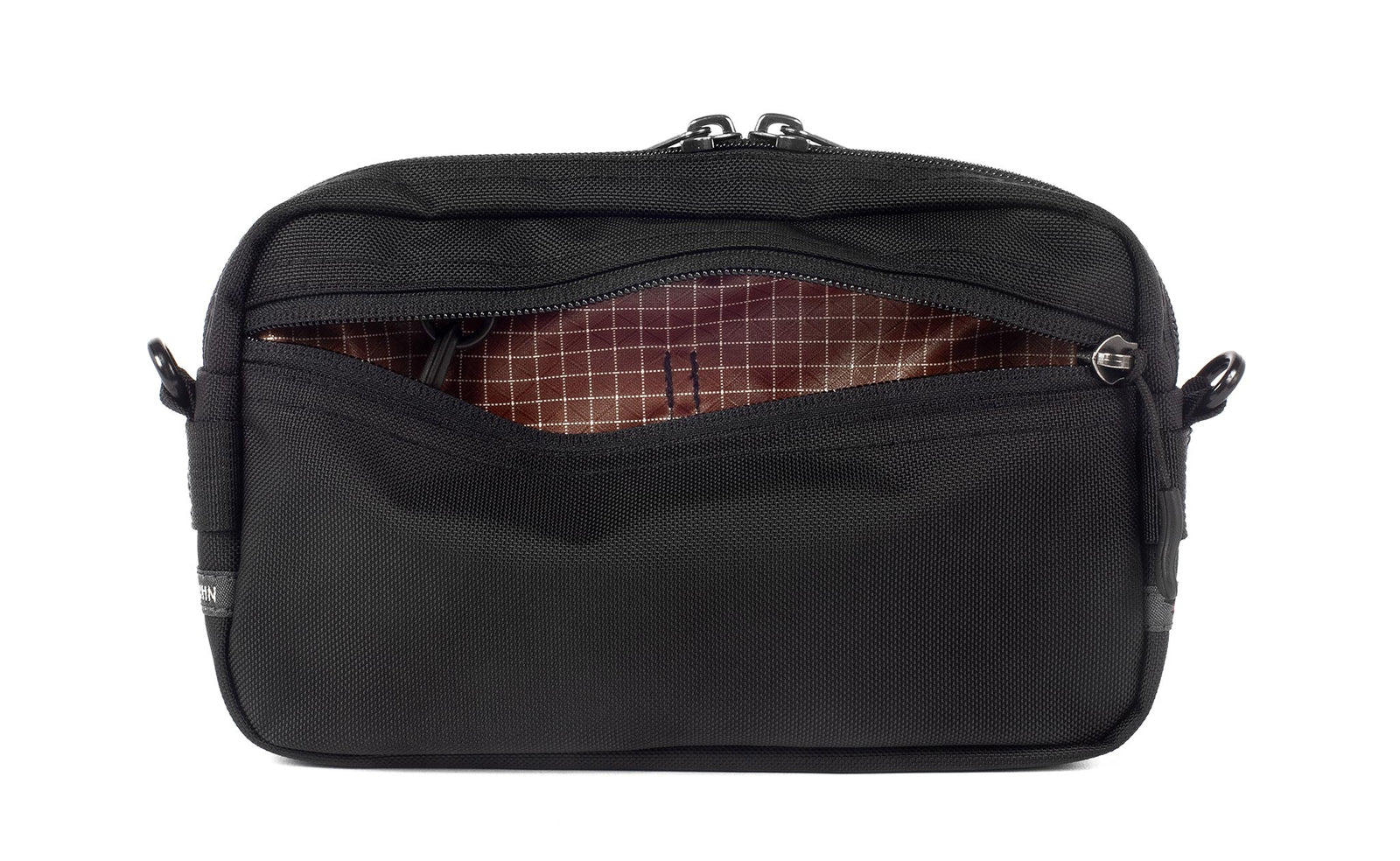 visible variant TB0413-BK6D^^A Side Effect in Black 525 Ballistic with Moab (oxblood red with white grid) 200 Halcyon interior.