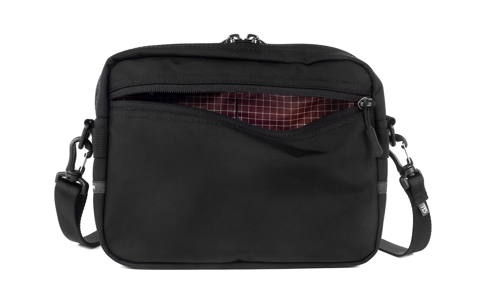visible variant TB0414-BK6D^^The Side Kick in Black 525 Ballistic with an Moab (oxblood red with white grid) 200 Halcyon interior.
