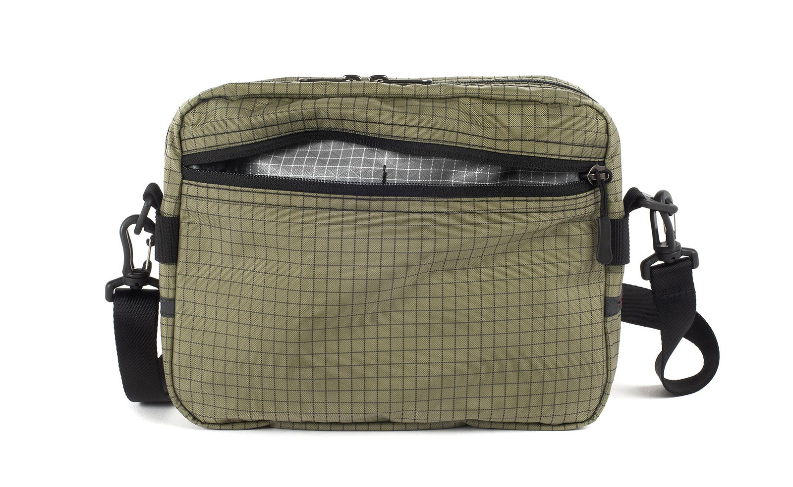 visible variant TB0414-VHND^^The Side Kick in Taiga (olive green with grey grid) 400 Halcyon with an Northwest Sky (light grey with white grid) 200 Halcyon interior.