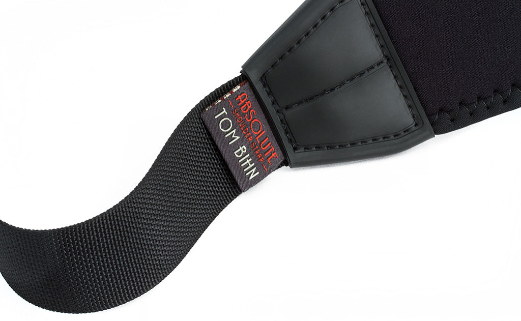 visible variant TB0555^^A close shot of the tag on an Absolute Shoulder Strap.