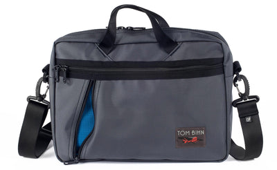 visible variant TB0722-GKOL^^Daylight Briefcase in Nebulous Grey (medium grey) Ballistic with Cobalt (blue) 210 Cerylon interior