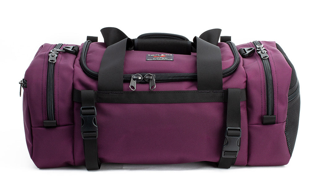 visible variant TB0850-ABLJ^^The Road Buddy Duffel 36 in Aubergine (dark purple) 1050 Ballistic.