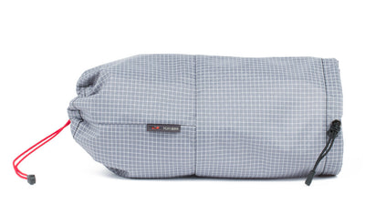 visible variant TB09376-ND^^An Aeronaut 45 Travel Laundry Stuff Sack in Northwest Sky (light grey with white grid) 200 Halcyon.