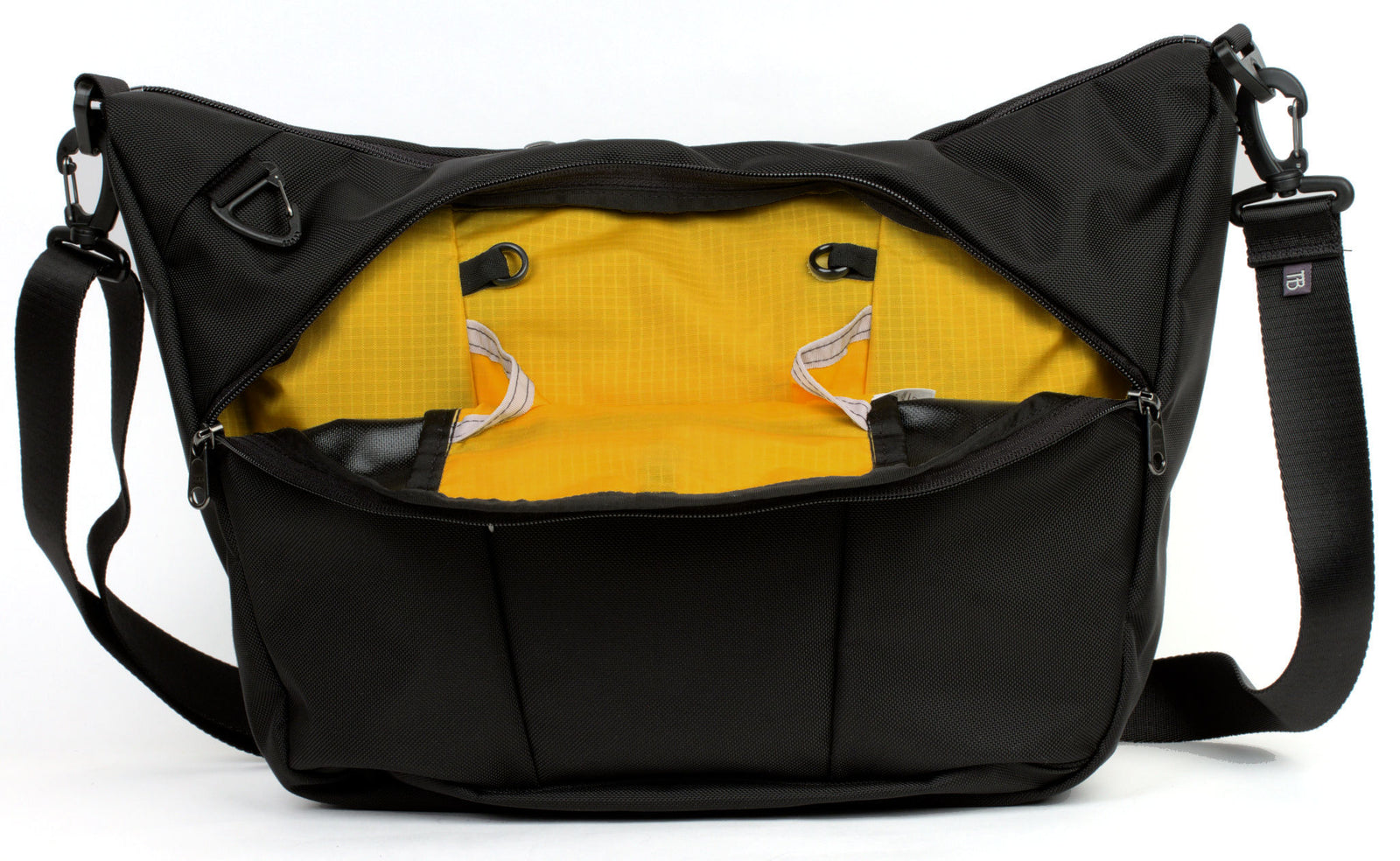 visible variant TB1405-BKRL^^Parental Unit in Black 525d Ballistic Nylon with Marigold (yellow with light yellow grid) 210 Cerylon interior.