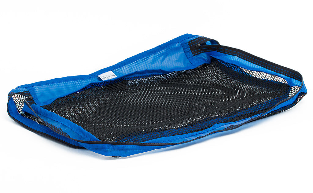 visible variant TB94004-LE^^An empty, open Large Tri-Star Packing Cube in Island (blue) 120 Aether.