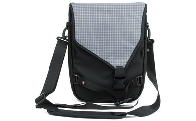 visible variant TB0243-BBND^^The Ristretto in Black 1050 Ballistic with Northwest Sky (light grey with white grid) 200 Halcyon interior.