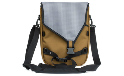 visible variant TB0243-CBND^^The Ristretto in Coyote (tan) 1050 Ballistic with Northwest Sky (light grey with white grid) 200 Halcyon interior.