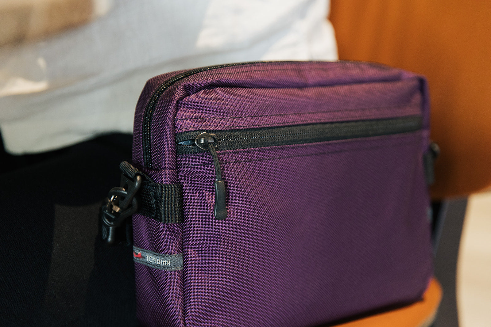 visible lifestyle^^A close up of the front pocket of the Side Kick.