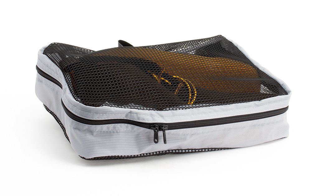 visible variant TB95200-NE^^A full, closed Small Western Flyer Packing Cube in Northwest Sky (light grey) 120 Aether.