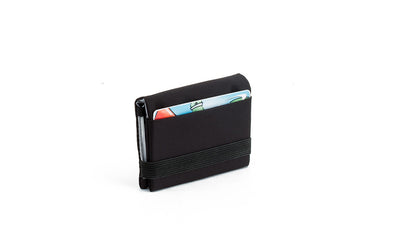 visible variant TB1279-BJ^^The Size 3 Nik's Minimalist Wallet in Black 210 Ballistic closed with the attached elastic band.