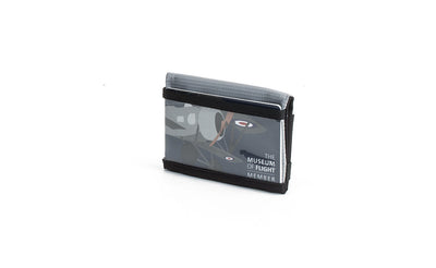 visible variant TB1279-BJ^^The Size 3 Nik's Minimalist Wallet in Black 210 Ballistic closed interior pockets-out with the attached elastic band.