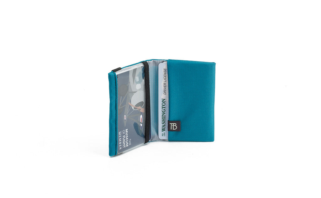 visible variant TB1279-VJ^^The Size 3 Nik's Minimalist Wallet in Viridian (blue-green) 210 Ballistic.
