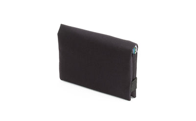 visible variant TB1275-BJ^^The Size 5 Nik's Minimalist Wallet in Black 210 Ballistic closed interior pockets-out with the attached elastic band.