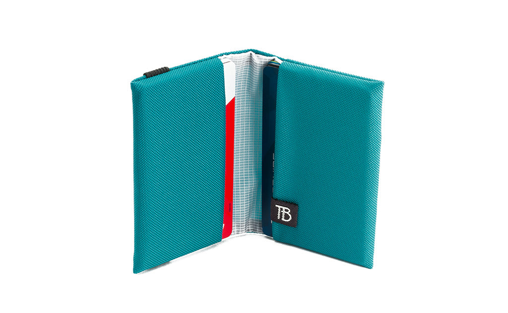 visible variant TB1275-VJ^^The Size 5 Nik's Minimalist Wallet in Viridian (blue-green) 210 Ballistic.