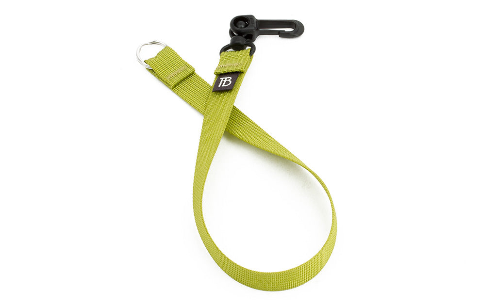 visible variant TB0516S-WA^^A 16-inch Wasabi (green) Key Strap with a snaphook at one end and a split-ring o-ring at the other.