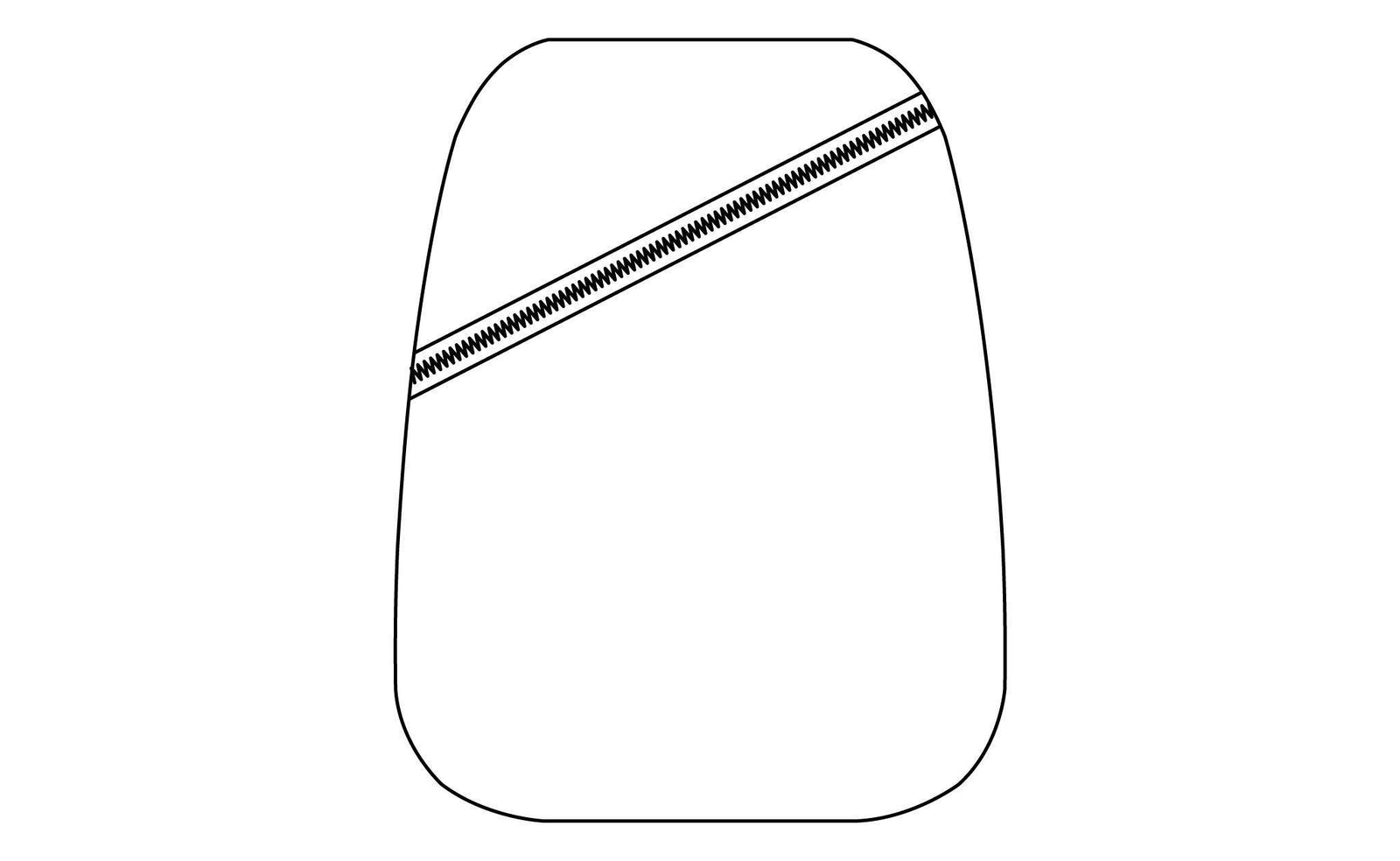 ^^A very basic line drawing/sketch of the upcoming Zeitgeist backpack. It shows a diagonal zipper on the front of the pack.