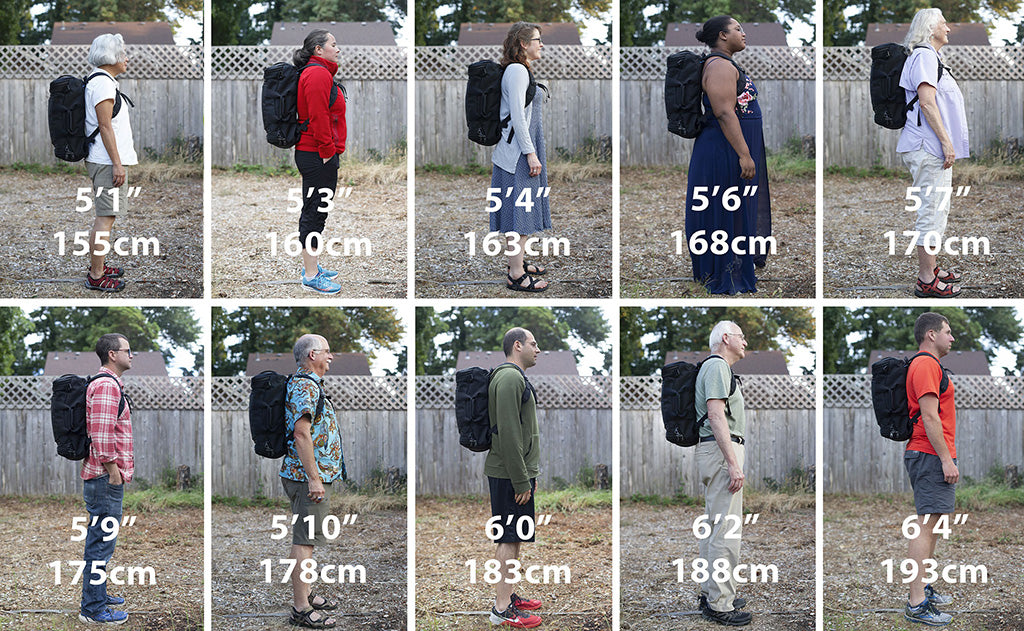 lifestyle visible^^A variety of people of different heights wearing the Aeronaut 30.