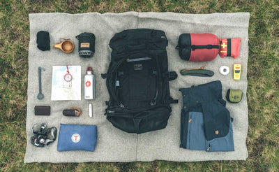lifestyle visible ^^ A possible load out of the Hero's Journey, including packing cubes, jacket, first aid kit, mugs, thermoses, camera and maps.