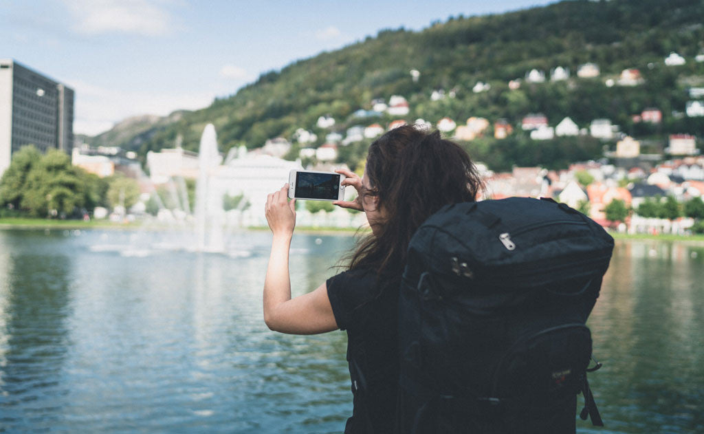 lifestyle visible ^^ A person taking a picture of a fountain while wearing the Hero's Journey